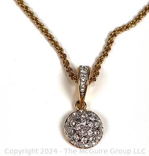 Swarovski Pave Crystal Round Dome Pendant Necklace 