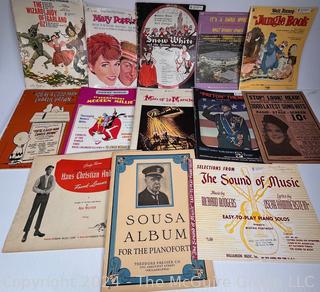 Large Collection Sheet Music Including Disney, Masonic, WWII Themed and Patriotic