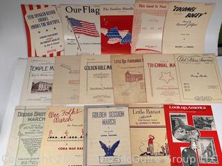 Large Collection Sheet Music Including Disney, Masonic, WWII Themed and Patriotic