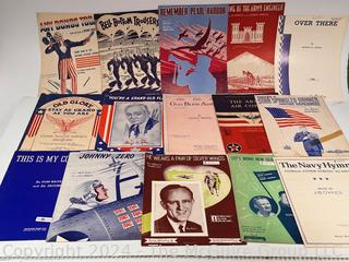 Large Collection Sheet Music Including Disney, Masonic, WWII Themed and Patriotic