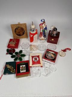 Collection of Christmas Decorations Including Hallmark, Wallace and Goebel