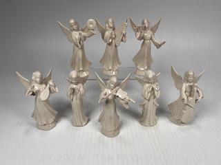 Eight (8) Porcelain Dresden Christmas Angel Choir