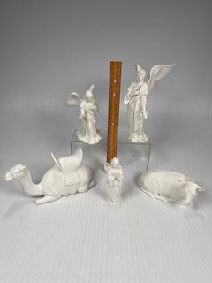 Five (5) Pieces of a Lenox Glazed Ceramic Nativity Set