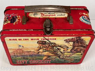 1955 Davy Crockett Kit Carson Lunch Box,  No Thermos.  Hinge separated