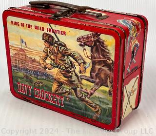 1955 Davy Crockett Kit Carson Lunch Box,  No Thermos.  Hinge separated