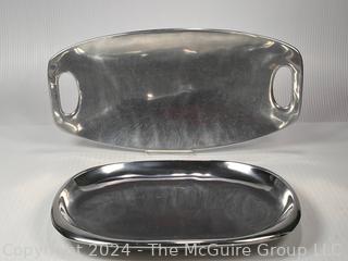 Two (2) Large Nambe Serving Platters 