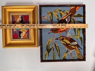 Two (2) Framed Needlepoint Art Pieces