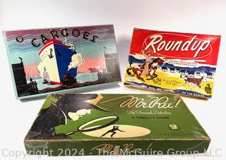 Board Games Including Mr. Ree The Fireside Detective 1946, Cargoes Shipping Game, and Roundup Board Game