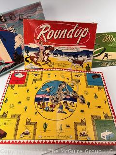 Board Games Including Mr. Ree The Fireside Detective 1946, Cargoes Shipping Game, and Roundup Board Game