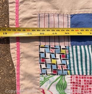 Hand Stitched Nine-Square Bordered Quilt.  61" x 79"