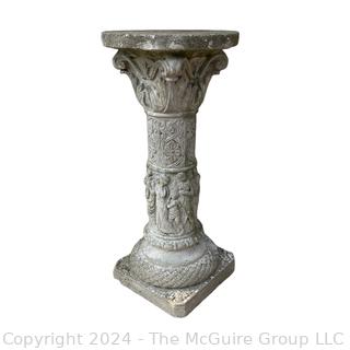 Ornate Cement Garden Pedestal or Bird Bath Base.  24" Tall