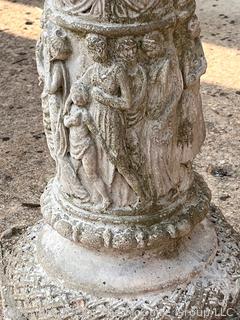 Ornate Cement Garden Pedestal or Bird Bath Base.  24" Tall