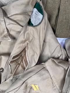 Five (5) WWII & WWII Military Shirts Including Yale Regulation and Wool Gabardine, with U.S.Army 104th Infantry Division Patch (Timberwolf)