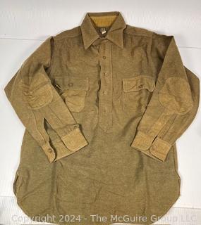 Five (5) WWII & WWII Military Shirts Including Yale Regulation and Wool Gabardine, with U.S.Army 104th Infantry Division Patch (Timberwolf)