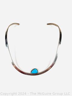 Mexican Sterling Silver Turquoise Collar Necklace Signed Taxco (TM-51). 