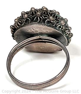 Sterling Silver Etruscan Cannetille Dome Ring, Made in Mexico.