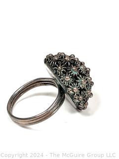 Sterling Silver Etruscan Cannetille Dome Ring, Made in Mexico.