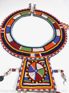 African Maasai Beaded Woman's Collar Necklace, Kenya, 20th C