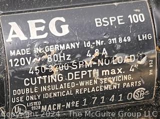 AEG BSPE 100 Sabre Saw with Several Packages of New Blades. Made in Germany. 4" Max Cutting Depth. Working