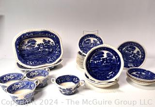 Set of Copeland Spode's Tower England Including Plates, Saucers, Bowls & Platter