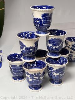 Set of Copeland Spode's Tower England Including Cups, Saucers & Soup Bowls