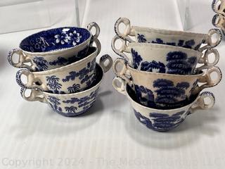 Set of Copeland Spode's Tower England Including Cups, Saucers & Soup Bowls