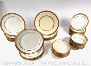 Set of Gilt Edged Porcelain China Dinner Plates, Bavaria and Lenox