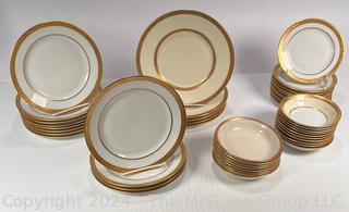 Set of Gilt Edged Porcelain China Dinner Plates, Bavaria and Lenox