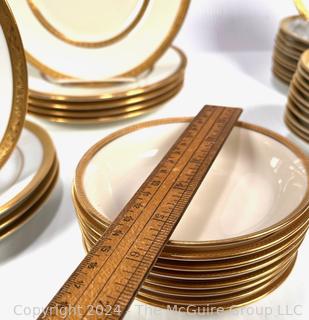 Set of Gilt Edged Porcelain China Dinner Plates, Bavaria and Lenox