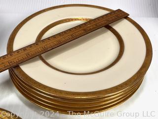 Set of Gilt Edged Porcelain China Dinner Plates, Bavaria and Lenox