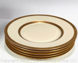 Set of Gilt Edged Porcelain China Dinner Plates, Bavaria and Lenox