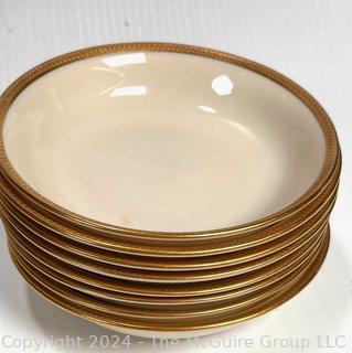 Set of Gilt Edged Porcelain China Dinner Plates, Bavaria and Lenox