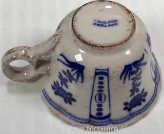 Group of Porcelain Serving Ware, Carved Decoration and Oil Lamp  