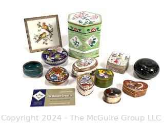 Collection of Cloisonne and Enamel Painted Trinket Boxes