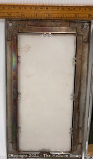 Three Milk White Glass Lighting Panels in Metal Frames and Collection of Antique Glass Negatives circa 1900's