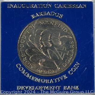 1970 $4 Barbados Inauguration Caribbean Develop Bank (UNC) Coin