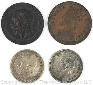 Mixed Lot British Coins: Farthing and 3 Pence