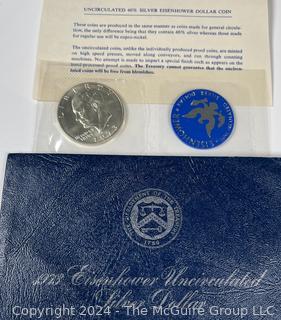 1973 US Eisenhower Uncirculated Silver Dollar Coin Presentation Envelope