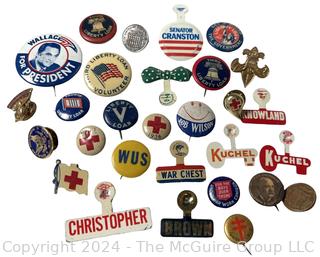 Collection of Political Pins and Lapel Tabs From WWI to 1960's