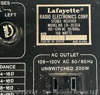 Lafayette LR-3030a AM/FM Stereo Receiver 30W Amplifier. Powers on