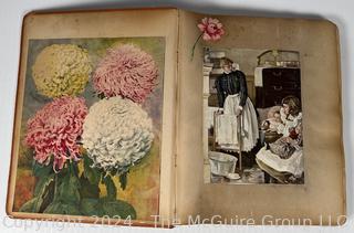 1893 Columbian Exposition Souvenir Scrapbook with Postcards, Advertising Cards & Illustrations.