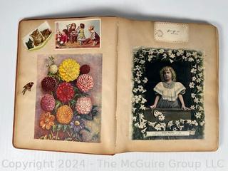 1893 Columbian Exposition Souvenir Scrapbook with Postcards, Advertising Cards & Illustrations.