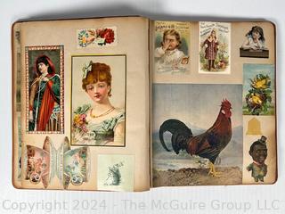 1893 Columbian Exposition Souvenir Scrapbook with Postcards, Advertising Cards & Illustrations.