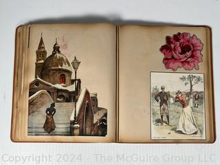 1893 Columbian Exposition Souvenir Scrapbook with Postcards, Advertising Cards & Illustrations.