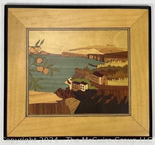 Two (2) Inlaid Marquetry Seascape Plaques from Cuomo Lucky Store Sorrento, Italy. 