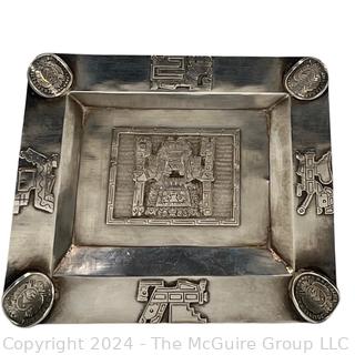 Peruvian Viracocha Inca Ashtray Sterling Silver. Unmarked. 113 grams