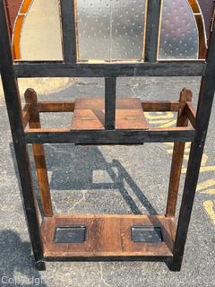 Arts & Crafts Hall Tree and Umbrella Stand with Leaded Glass Topper. Made in UK. 29 x 11 x 60"