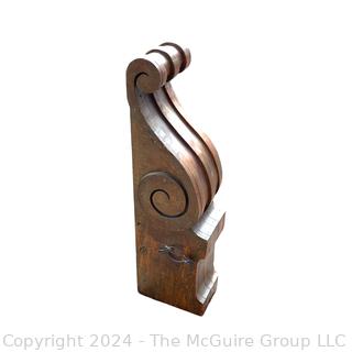 Scrolled Wood Architectural Element or Corbel. 33"T