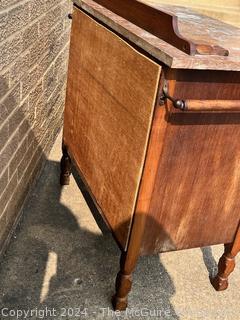 Eastlake Oak Marble Top Wash Stand Cabinet. 30w x 17d x 29" Tall