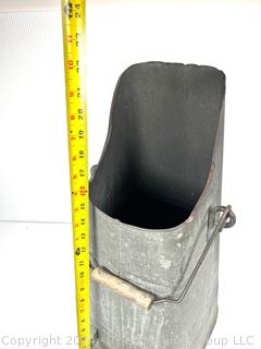 22" Tall Galvanized Metal Coal Scuttle with Handle